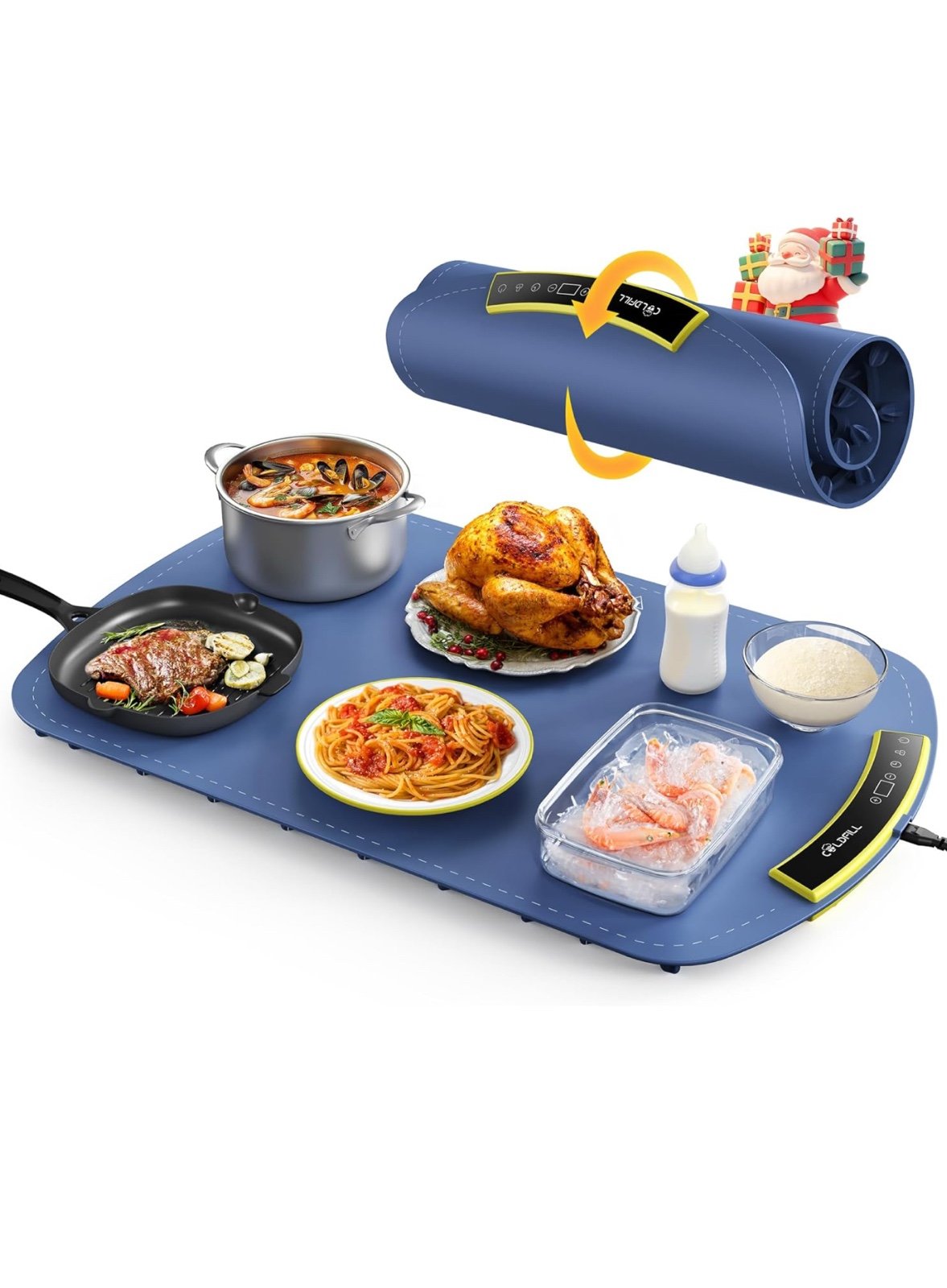 Electric Warming Tray - Foldable Food Warming Mat with 8 Temp Setting, Full-Surf