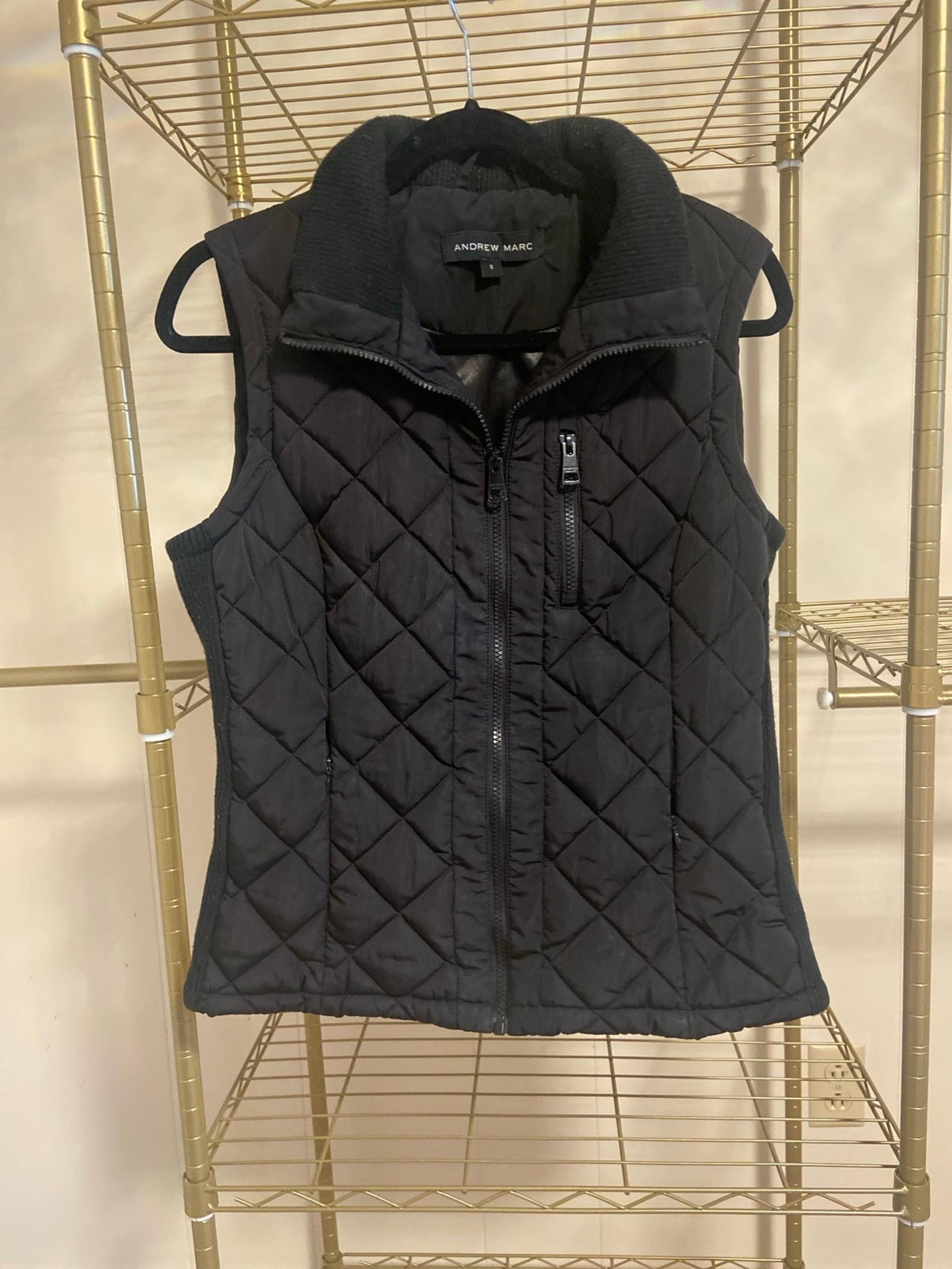 Andrew Marc Black Quilted Puffer Vest small