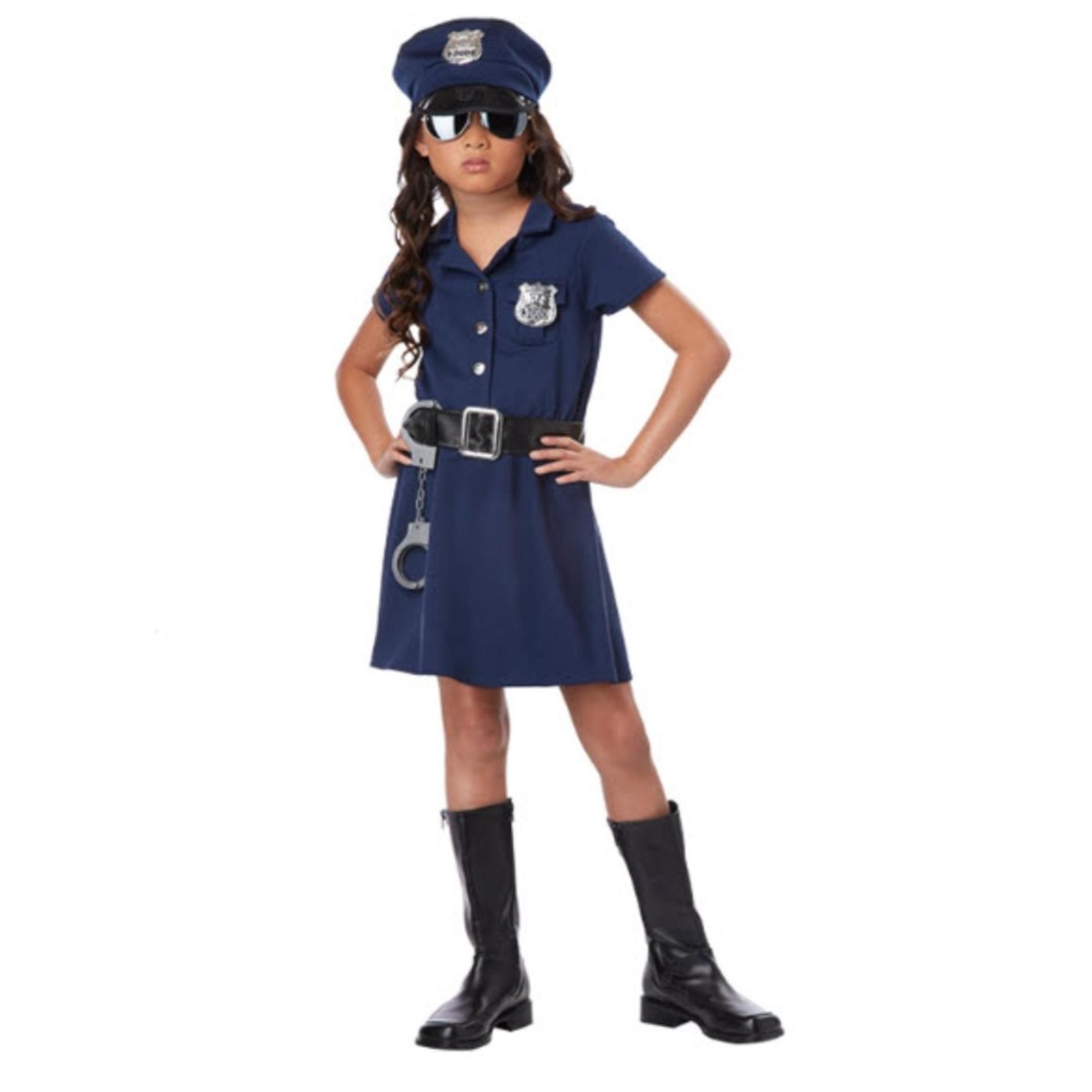 Kids Girls Police Officer Dress Up Halloween Costume, Large - NEW