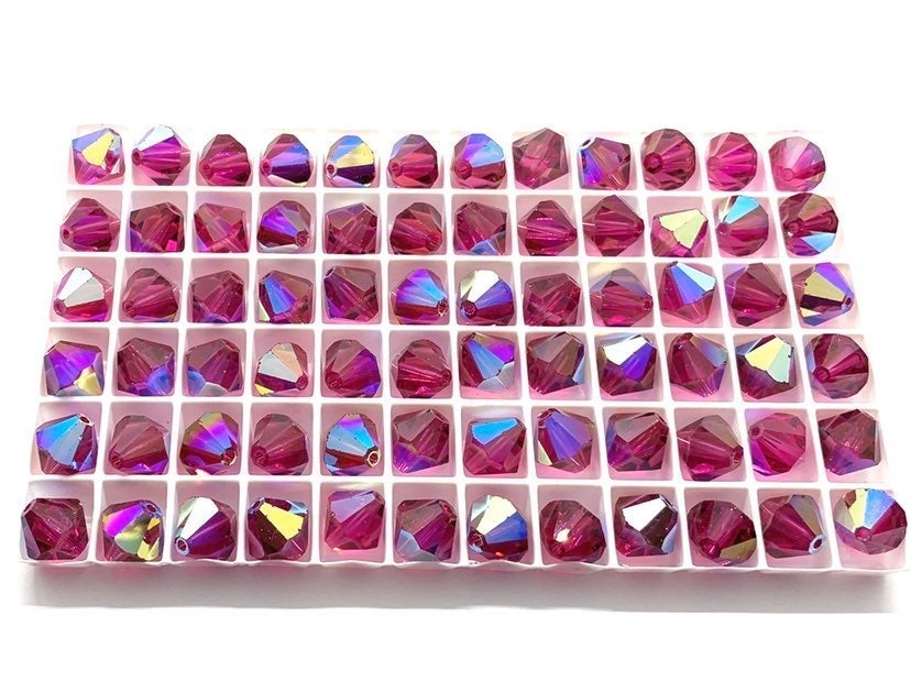 72 10mm 5301 Fuchsia AB Swarovski Beads