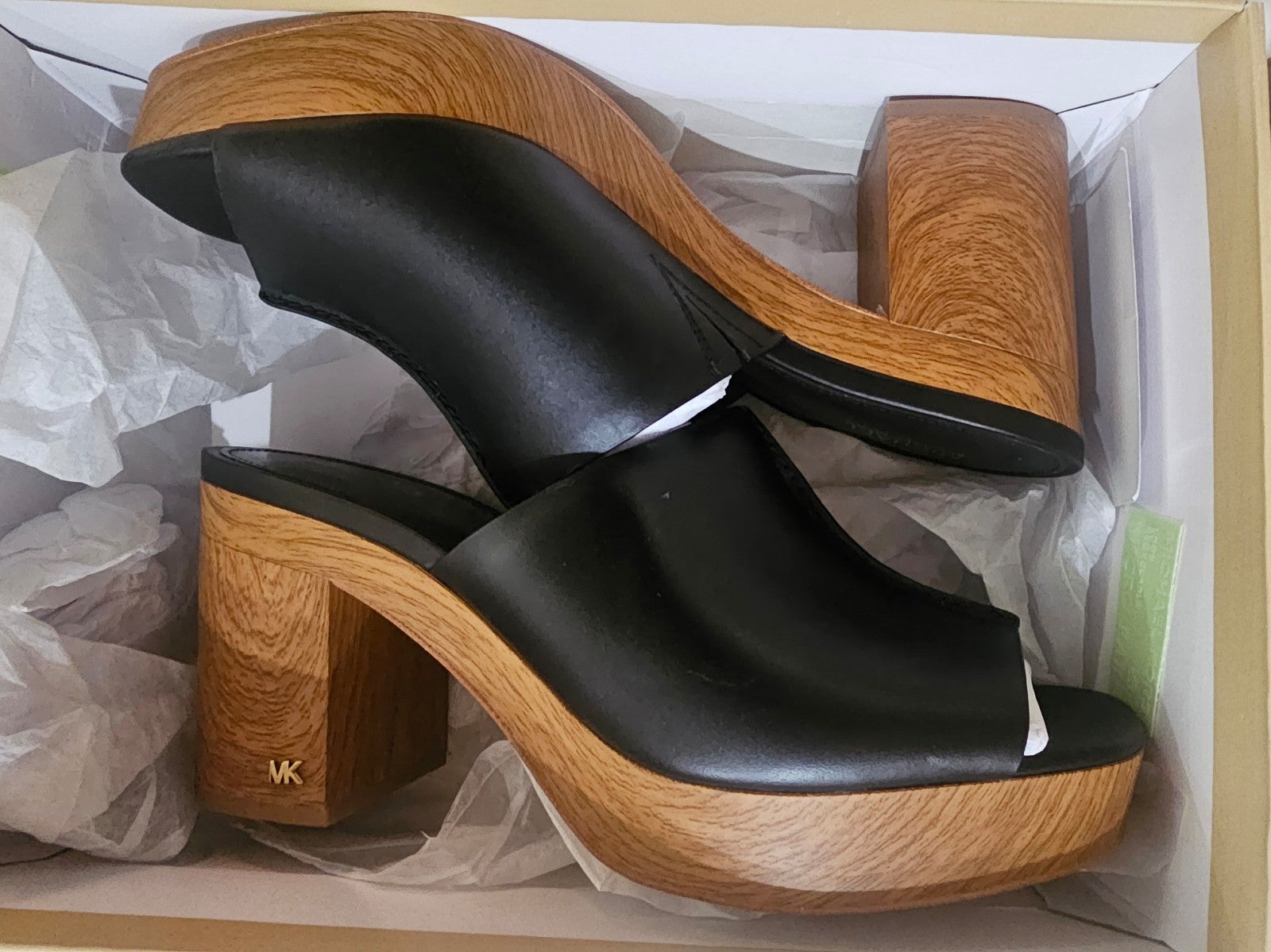 Brand New Womens Michael Kors Aldrich Mule Leather Open Toe Clog Size 9.5