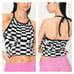 Storets Skyler Checkerboard Halter Top in Black and White