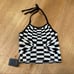 Storets Skyler Checkerboard Halter Top in Black and White