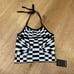 Storets Skyler Checkerboard Halter Top in Black and White