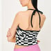 Storets Skyler Checkerboard Halter Top in Black and White
