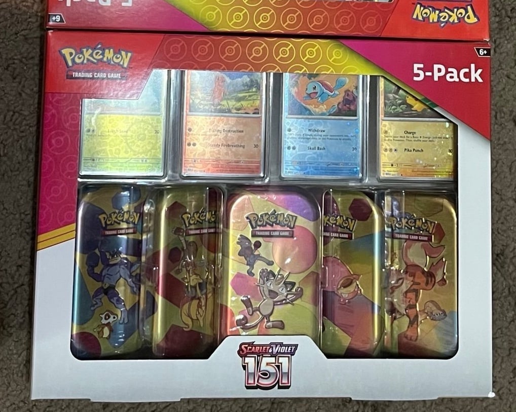 1 SEALED POKEMON Scarlet & Violet 151 5 Pack Mini Tins w/ 4 Promo Costco Bundle