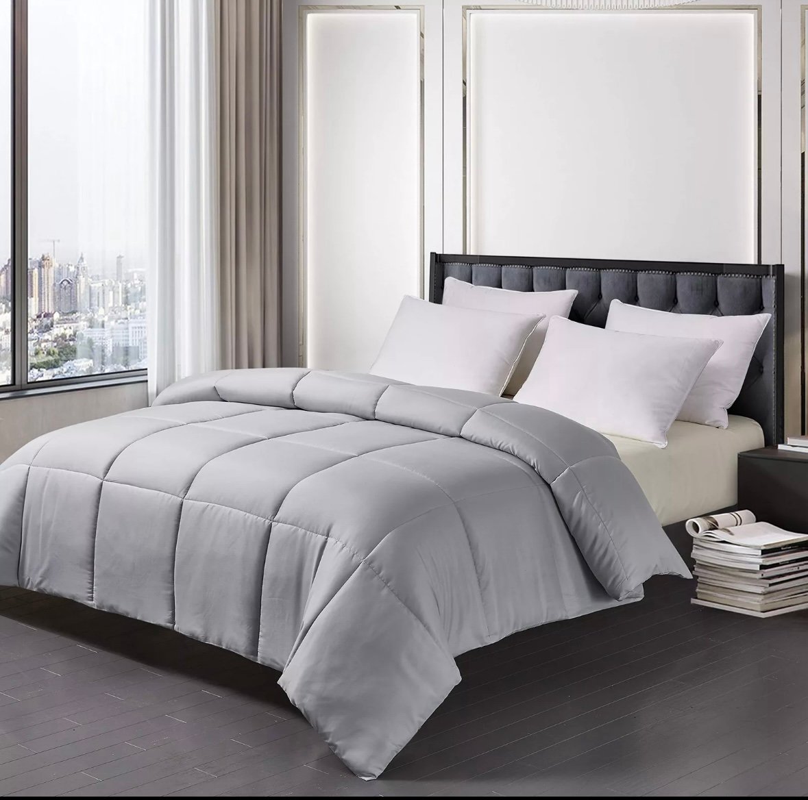 Royal Luxe Microfiber Down Alternative Comforter King Soft Microfiber Gray