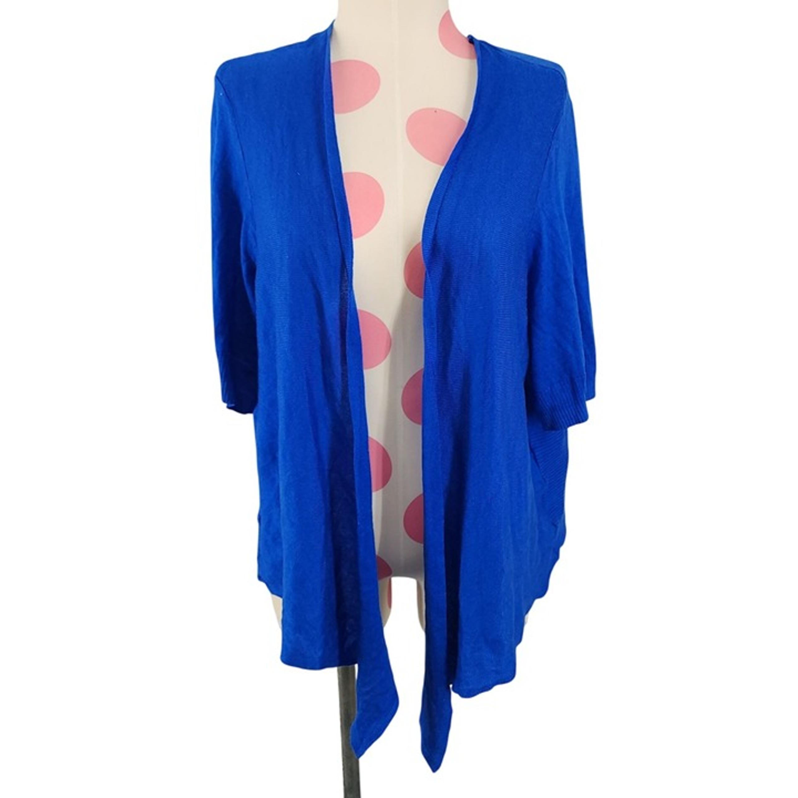 Women's Faded Glory Blue Sweater Cardigan 2X (18W-20W) Short Sleeve Lightweight