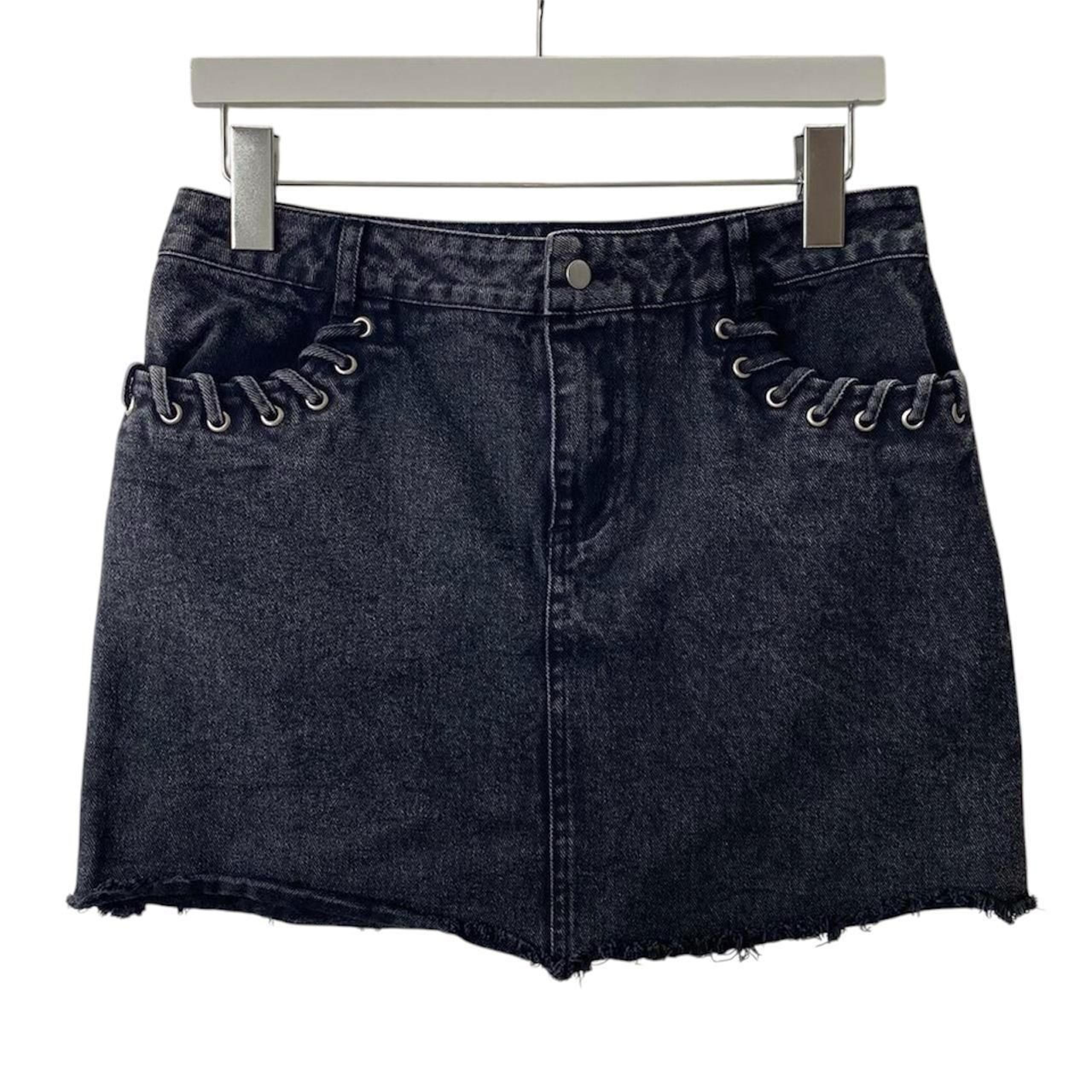 Honey punch Women's Skirt Grunge trashy Black Denim Skirt goth emo