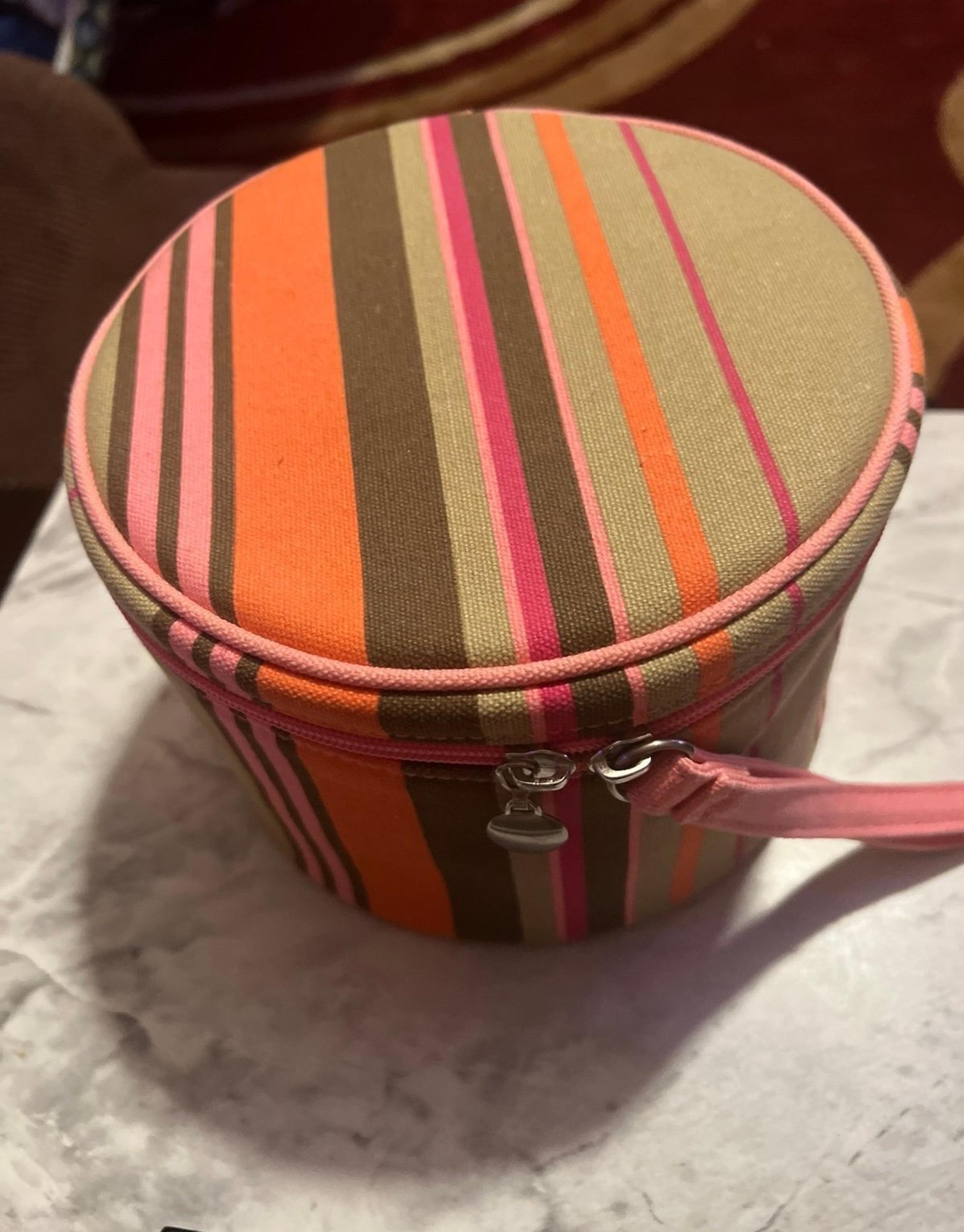 Saks Fifth Avenue Striped Multi-Color Storage or makeup bag.