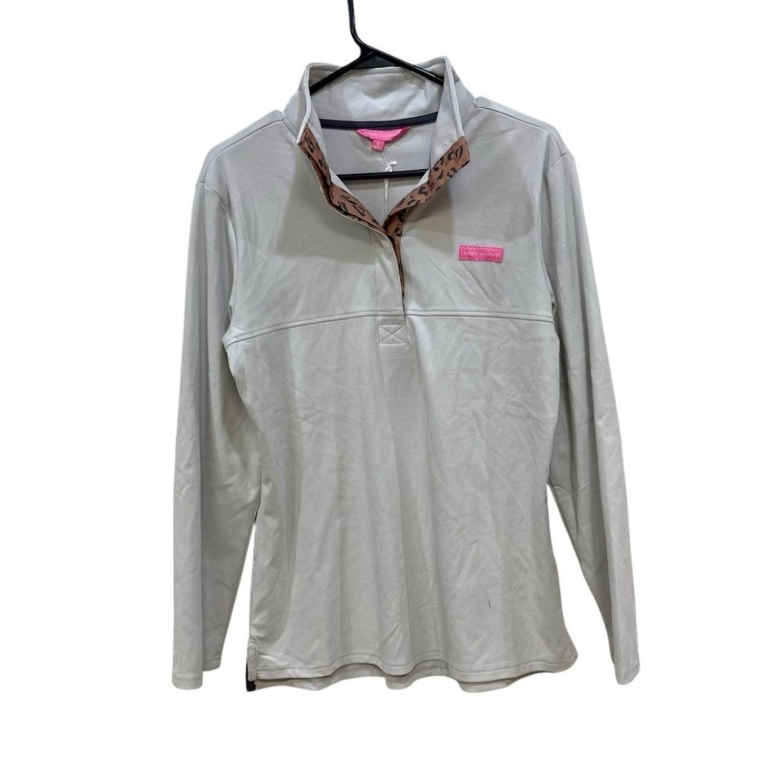 Simply Southern Popover Long Sleeve Sweatshirt Taupe Henley NWT Womens S