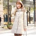 Reduced Price - Michel Macaron Beige Check Coat with Fur, Long Coat