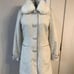 Reduced Price - Michel Macaron Beige Check Coat with Fur, Long Coat