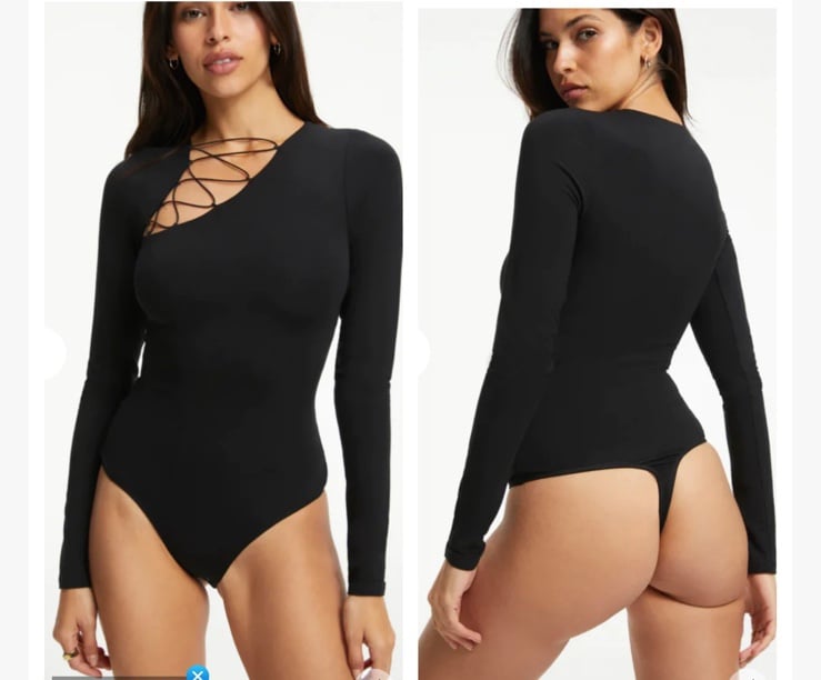Good American Good Touch Shoulder Lace Bodysuit