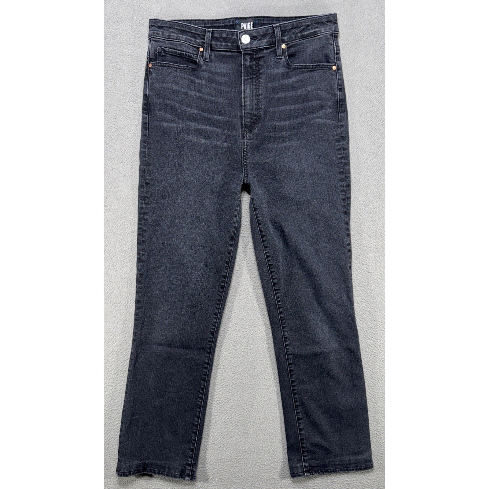 Paige Jeans Women 29x25 Black Willow High Rise Cindy Crop Faded Distressed Denim