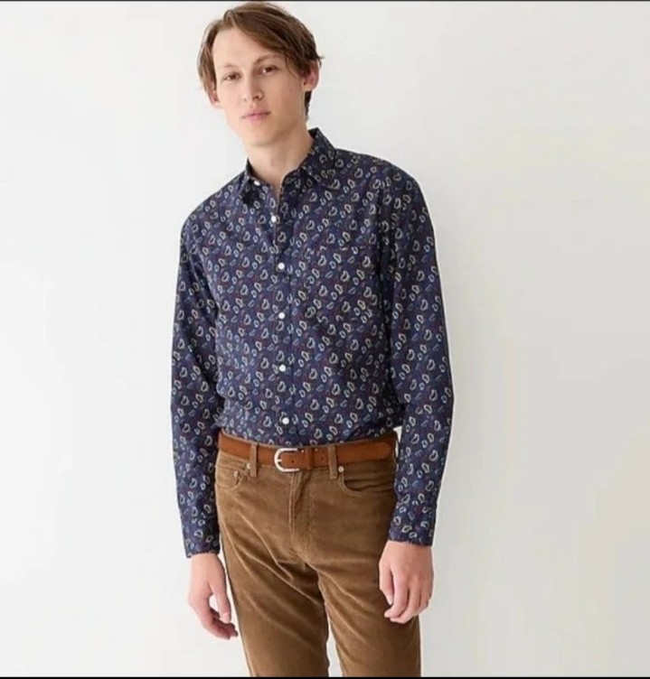J.CREW Vintage twill shirt in print paisley navy Men's LG. 41-43 NWT 1 LEFT