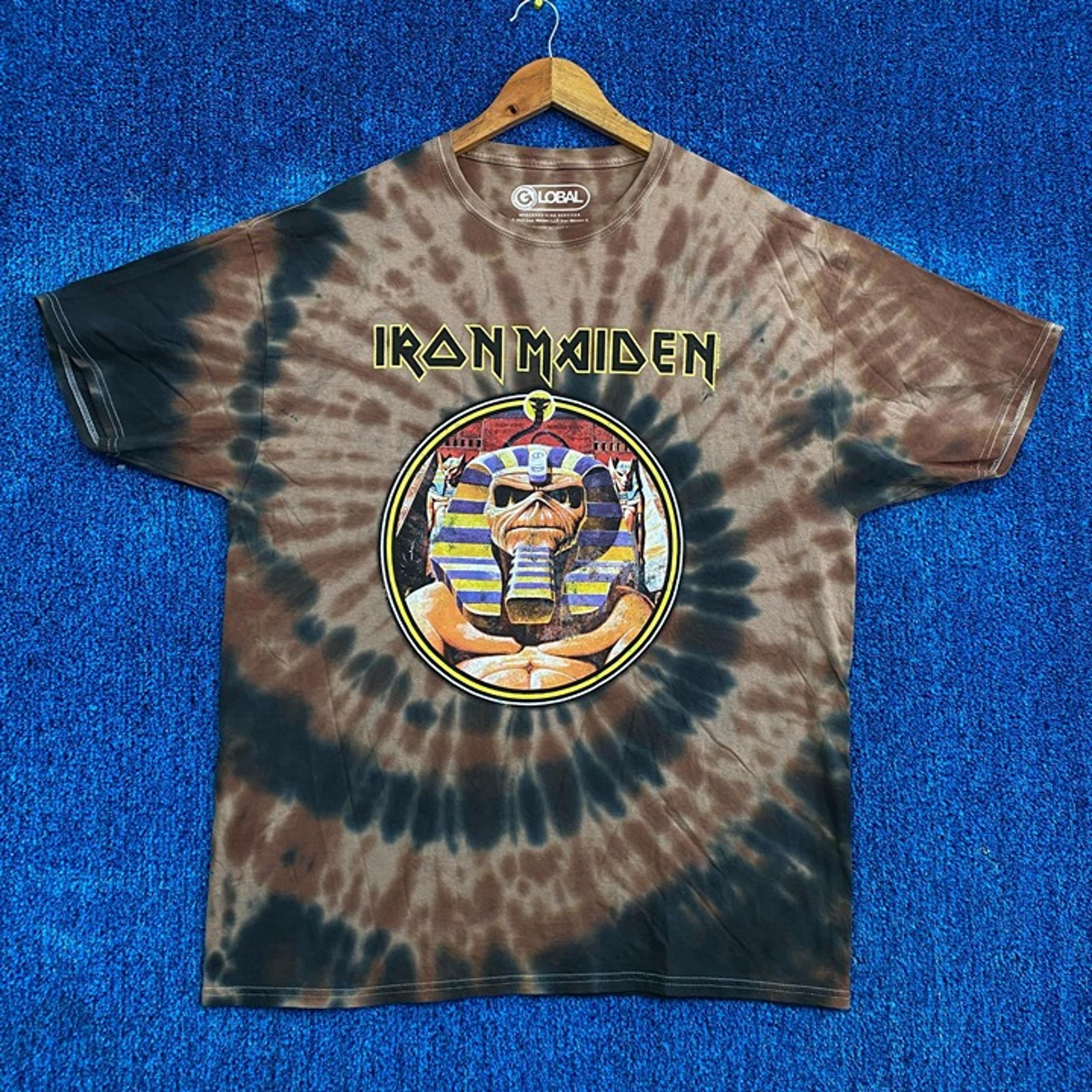 Iron Maiden Powerslave Album Heavy Metal Oversized Tie Dye M