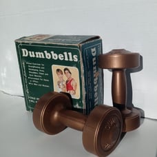 Vintage Winston 3 Pound Vinyl Dumbbells 2 @ 3 lb ea Hand Weights Gold Exercise G