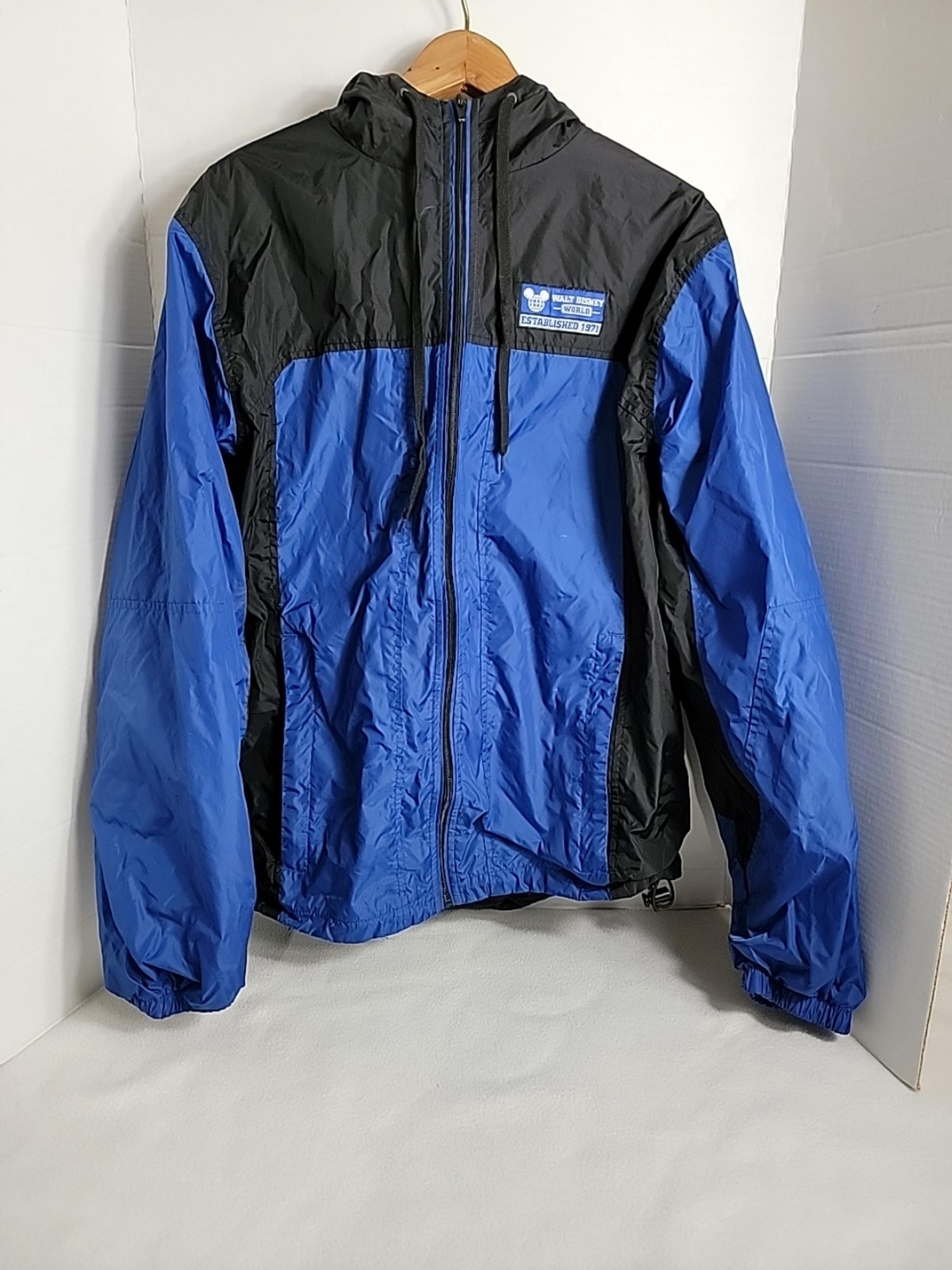 Walt Disney World Women's Blue Black Hooded Zip Up Windbreaker Jacket,  L