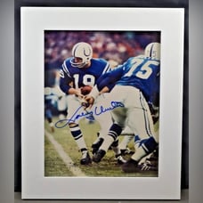 Johhny Unitas Colts Autographed 8 x10 Photo in 10.5 x12.5 Frame w/COA FO