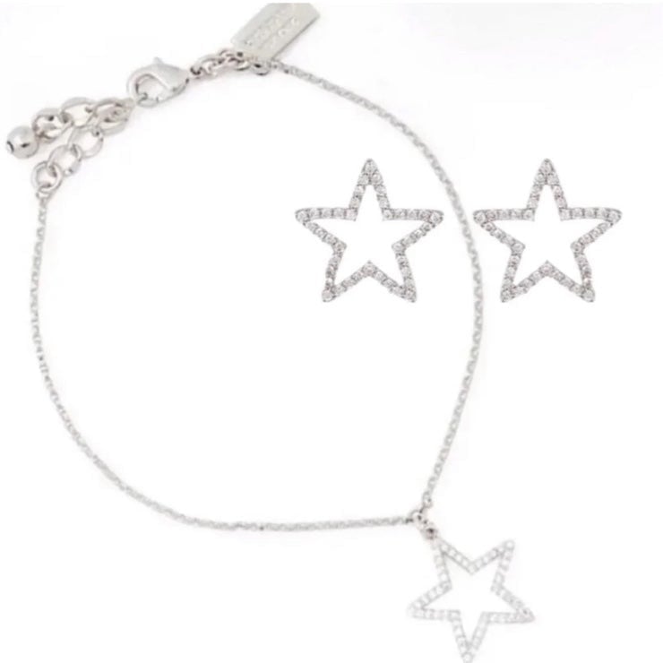 116 Kate Spade Scrunched Scallops Pave Star Bracelet / Stud Earrings Set