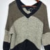 Anthropologie La Fee Verte Sweater XS/S Black Gray Colorblock V-Neck Back Cozy
