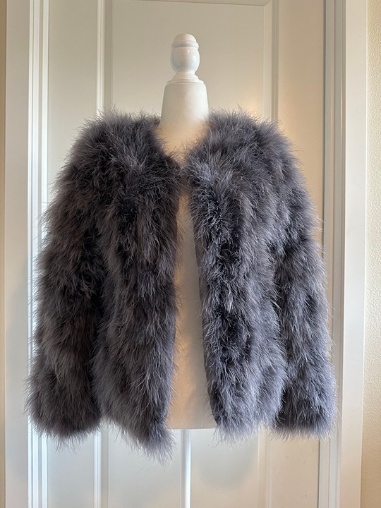 PelloBello Feather Jacket Grey Gray Size M