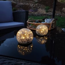 Garden Solar Lights Cracked Glass Ball Waterproof LED for Outdoor Decor