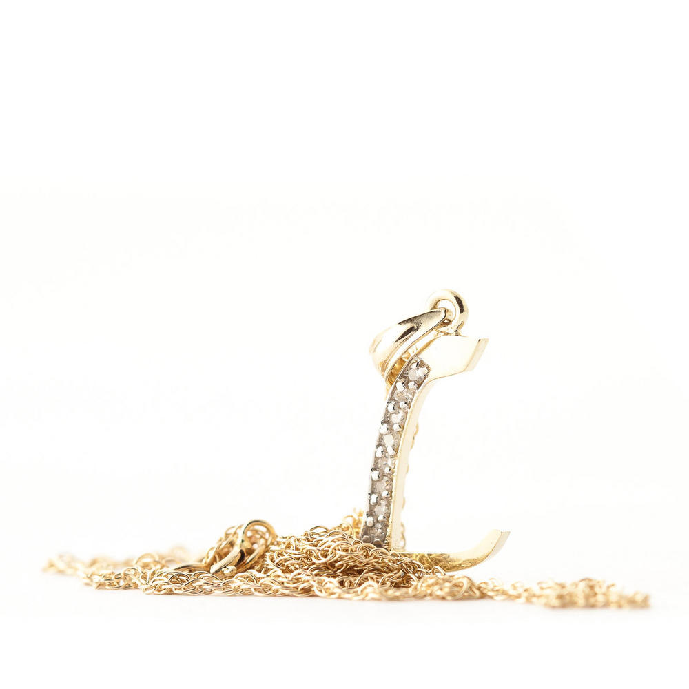 14K. SOLID GOLD NECKLACE WITH NATURAL DIAMONDS INITIAL 'L' PENDANT (Yellow Gold)