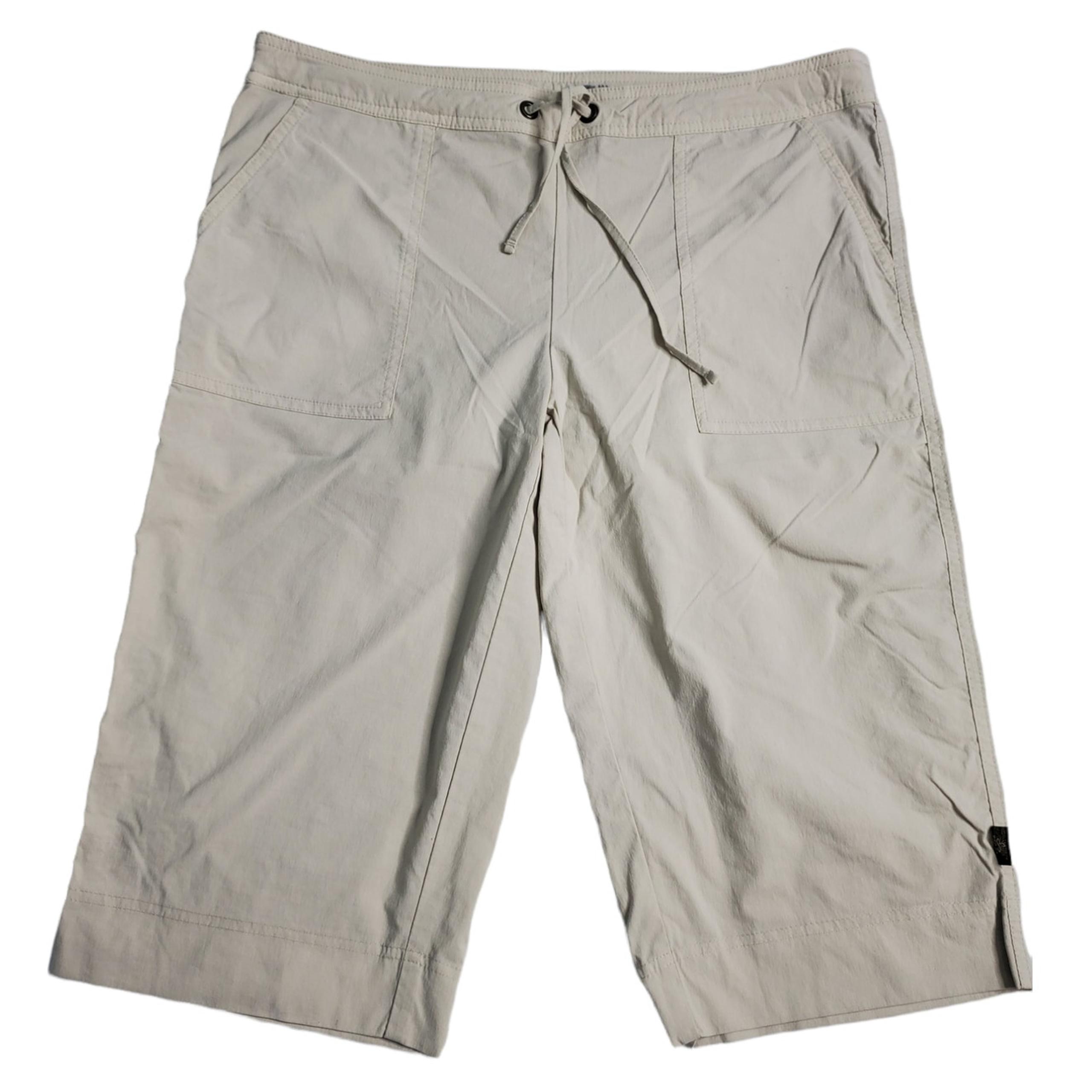 Prana Breathe Hiking Capri Pants Beige Womens Size M Gorpcore Minimalist 1585