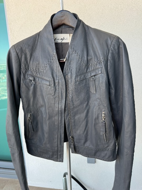 YaYa Aflalo Gray Leather Moto Jacket - Large