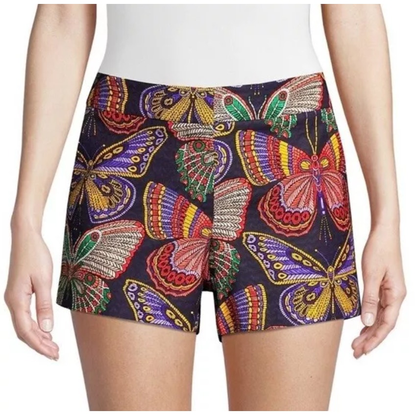 Trina Turk Fantasy Island Corbin Butterfly Shorts Size 6 Navy Multi