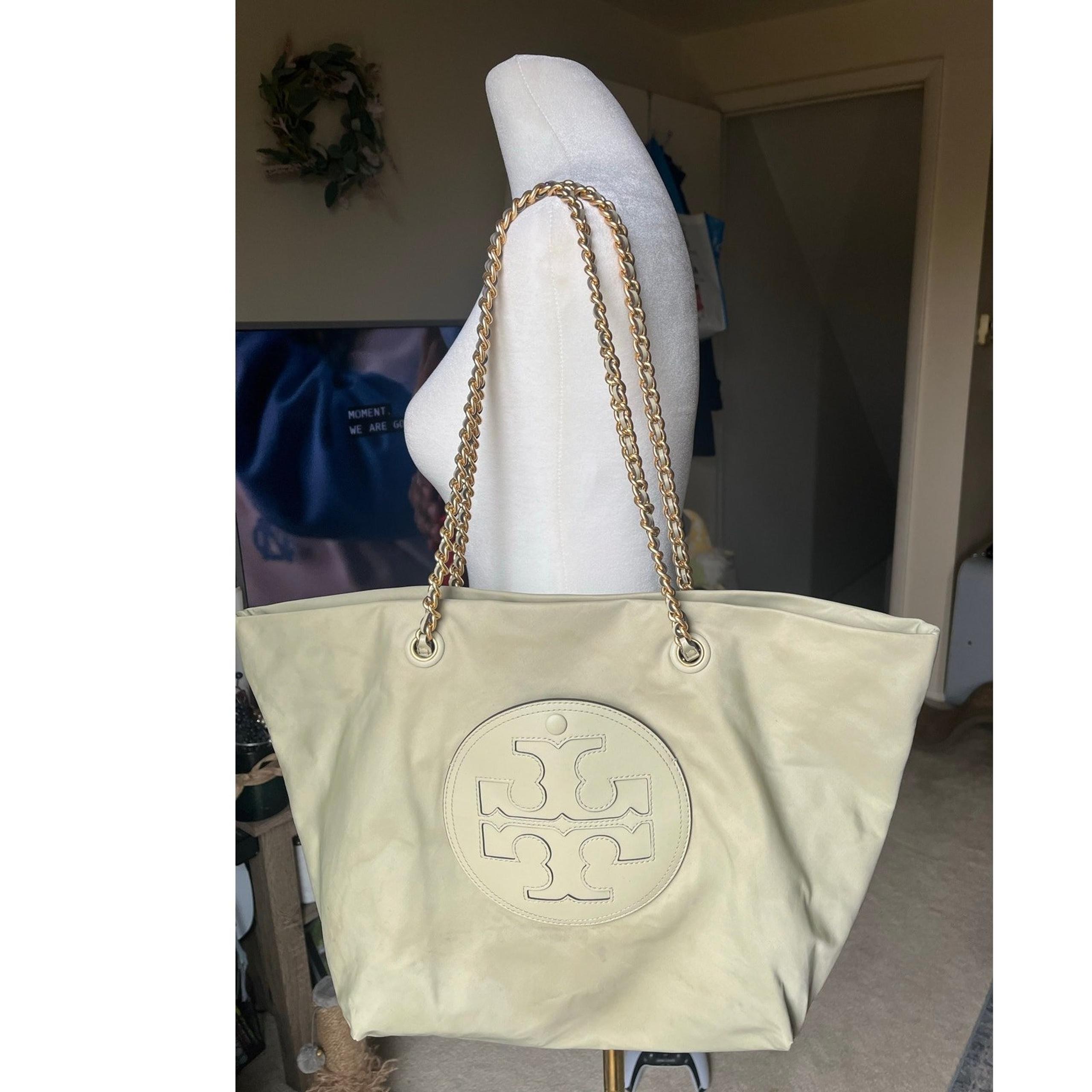 TORY BURCH Ella Chain Tote in Olive Sprig Large Nylon Spring Shoulder