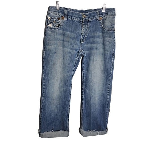 Vintage True Religion Billy Super T Capris Sz 36 Distressed
