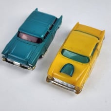 Lot of 2 AFX Aurora slot cars '55 Chevy Bel Air Yellow & Chevy Nomad Blue Nice B