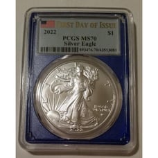 PCGS 2022 1 oz Silver Eagle Dollar MS70 FDI - Blue Core Holder