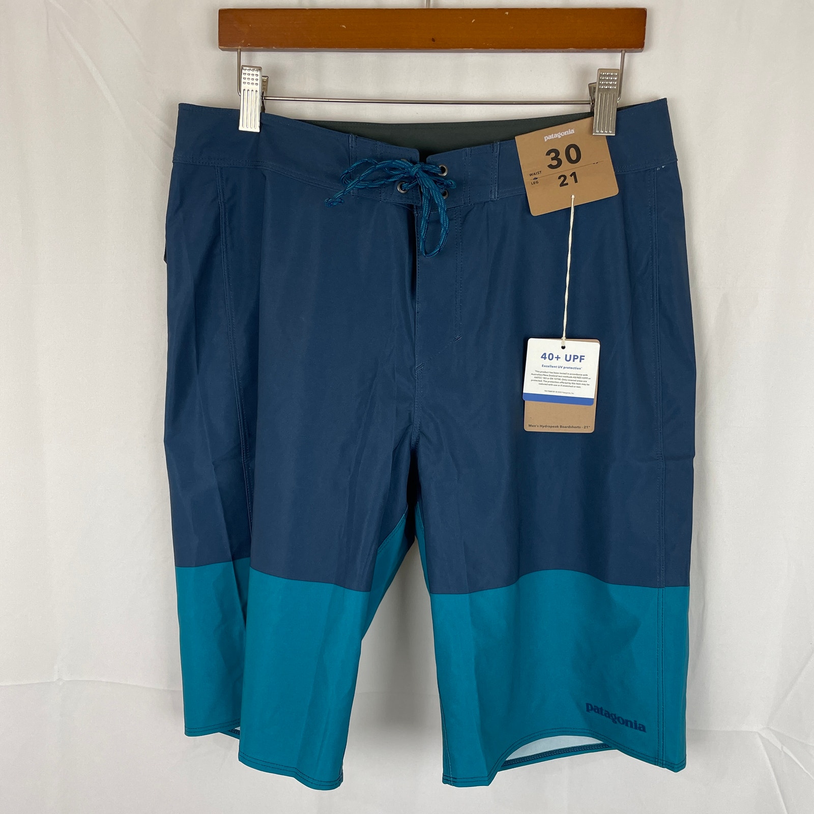 Patagonia Hydropeak Boardshorts Santa Cruz Block: Belay Blue 21 Outseam Size 30