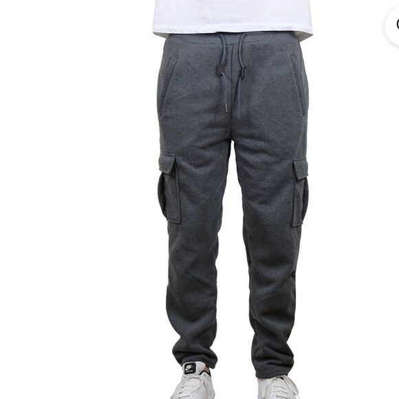 Galaxy by Harvic Men's Fleece Cargo Sweatpants With Open Bottom grey size XL