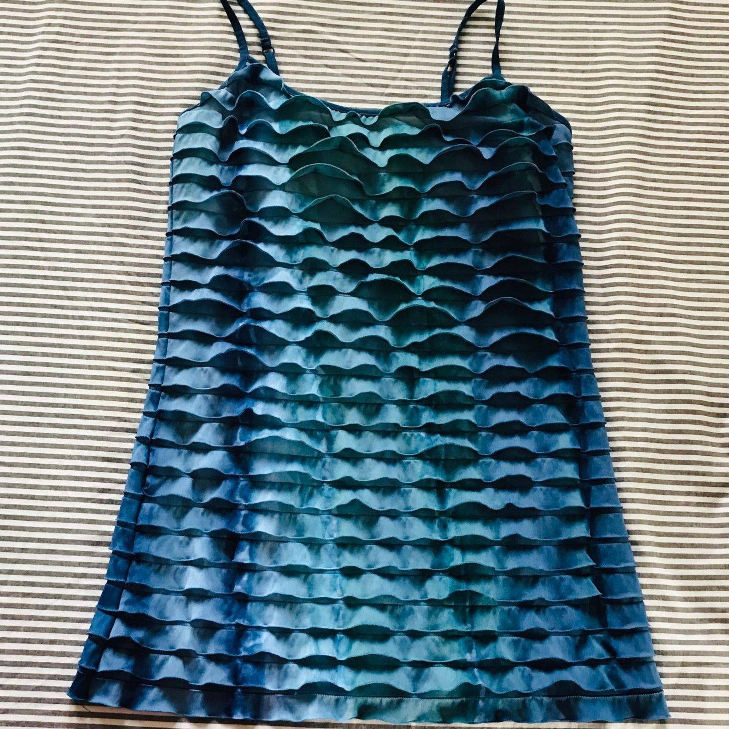 Energie Blue Ruffle Tiered Tank Top M