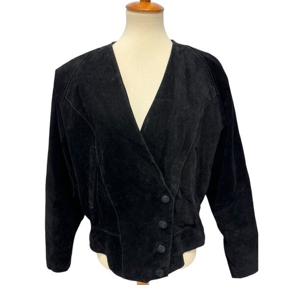 Wilson the leather expert women's suede leather black asymmetrical jacket size L
