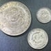Rare set of Chinese Dragon Kwangtung Dollar, 25 cent & 10 cent Silver Coins