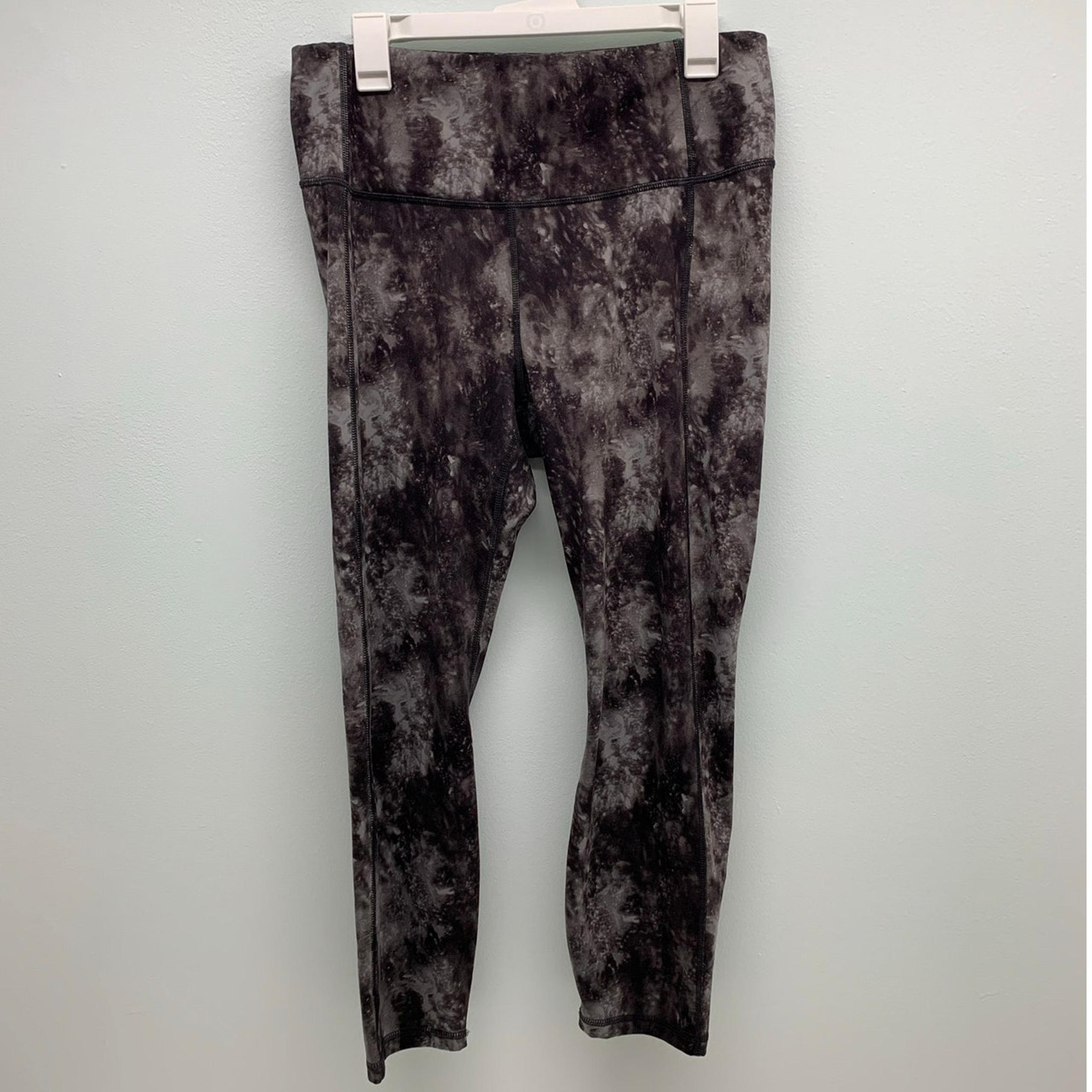 All in Motion Womens XL Leggings Black Gray Marble Activewear Stretch Pocket