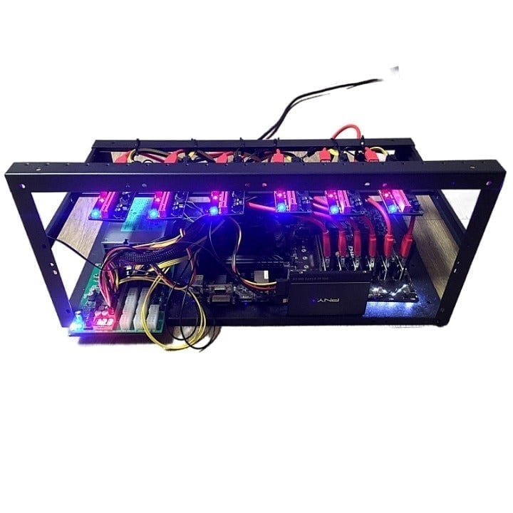GPU Mining Rig Kit 6 GPU Slots, Open Case, PSU, CPU, SSD + 1 1660 Super Vid Card