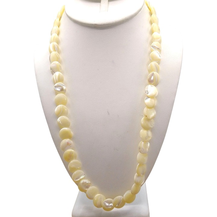 Overlapping Mother of Pearl Discs Necklace, Unique Elegant Bridal Jewelry
