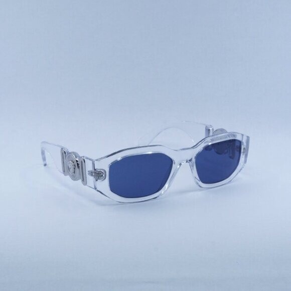 New Versace VE4361 148/80 Sunglasses - Transparent Frame, Dark Blue Lenses