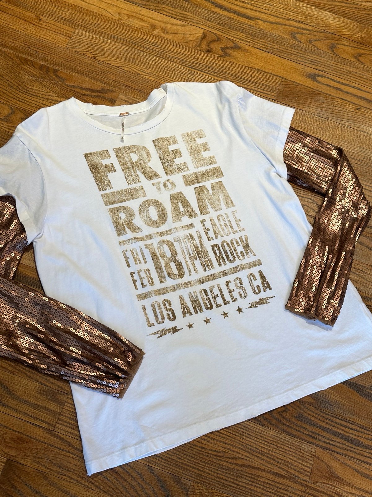 Free People Backstage sequin sleeve tee