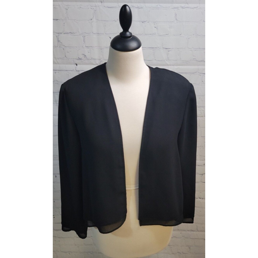 Vintage Ribkoff Black Cardigan size 10 100% Polyester Open Front