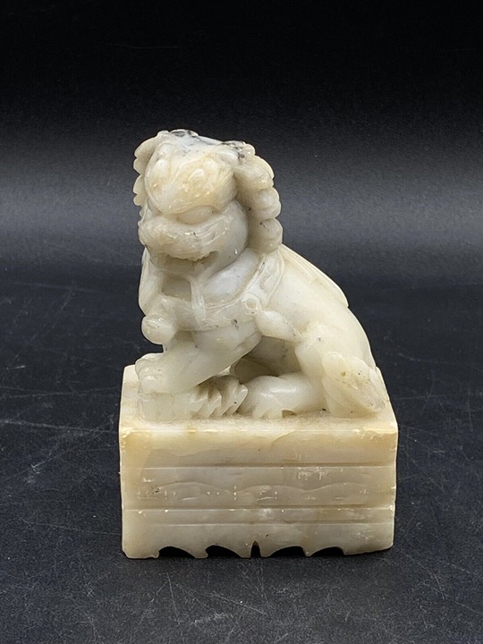 Chinese Soapstone Detailed Lion Paper Weight Vintage 4”