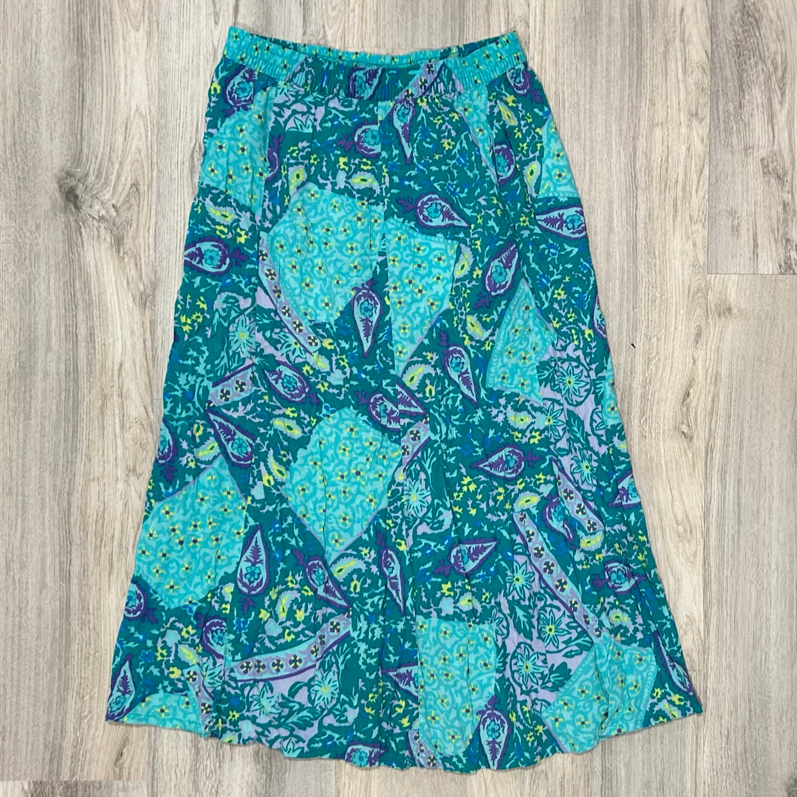 Vintage Diane Von Furstenberg Color Authority Teal Purple Midi Maxi Skirt Size M