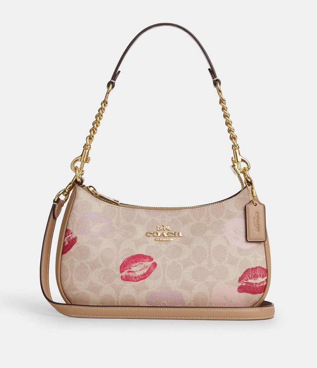 Coach Teri Shoulder Bag In Signature Canvas With Lips Print